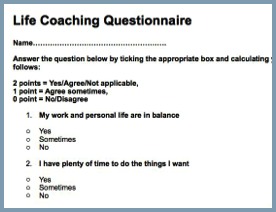 Life Coaching questionaire